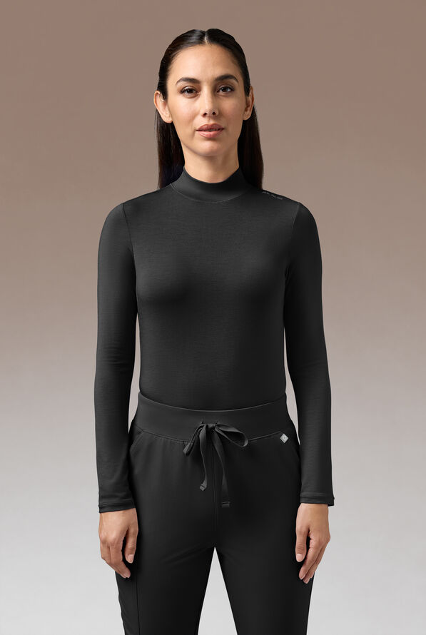 Camiseta médica manga larga Hypothesis Inner K STRETCH de punto tejido con cuello de imitación para mujer - Jet Black - 1