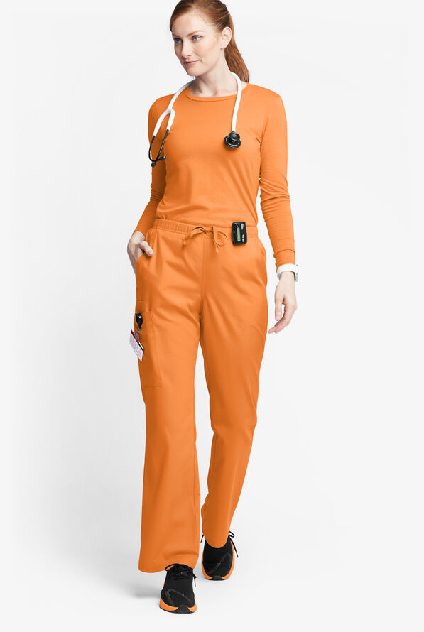 Butter-Soft Originals Women's 6-Pocket Mid Rise Flare Leg Scrub Pants - Tall - Apricot Crush - 4