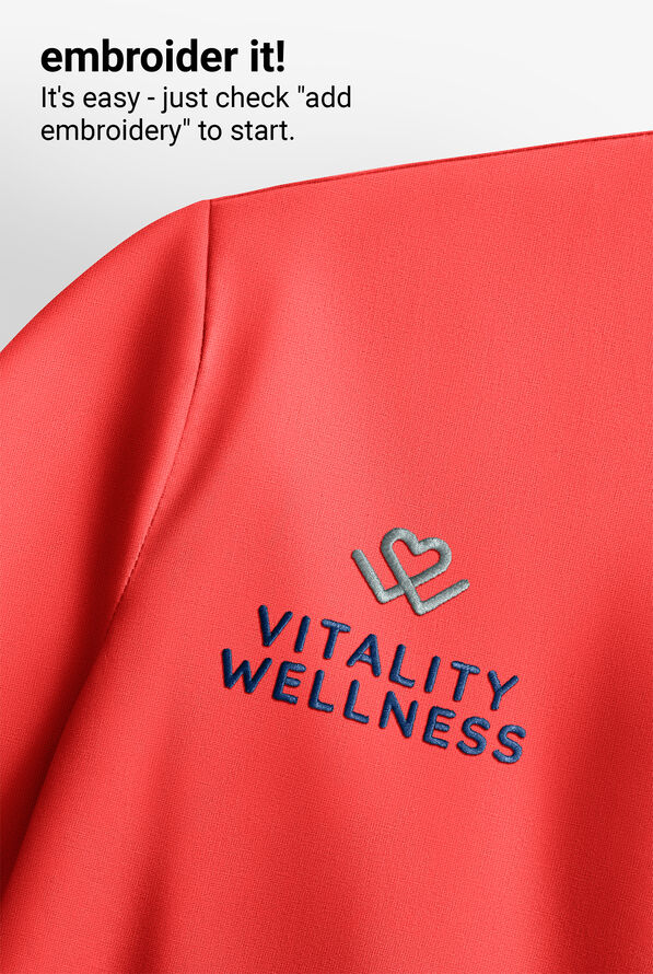 Grey's Anatomy by Barco Knit STRETCH Motivate Women's 2-Pocket Banded V-Neck Scrub Top - Radiant Coral - 3