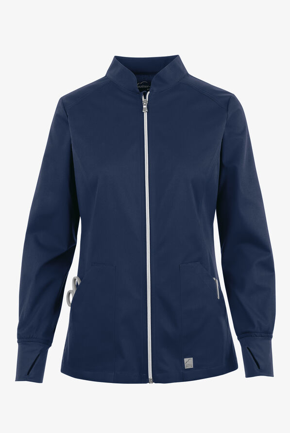 Butter-Soft STRETCH Women's 3-Pocket Zip Front Scrub Jacket - Navy - 1