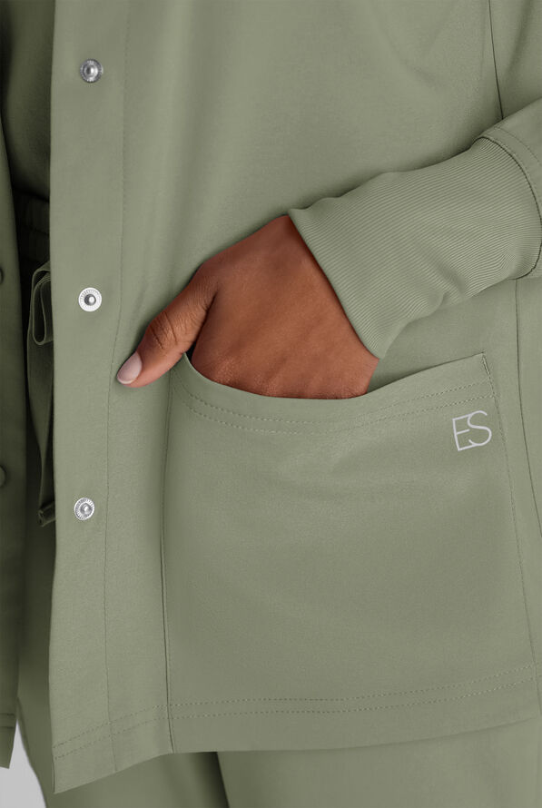 Easy STRETCH Rachel Women's 3-Pocket Snap Front Scrub Jacket - Olive Leaf - 4