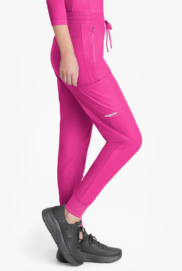 Skechers by Barco Slip-ins Pace Women's 5-Pocket STRETCH Cargo Jogger Scrub Pants - Deep Magenta - 4
