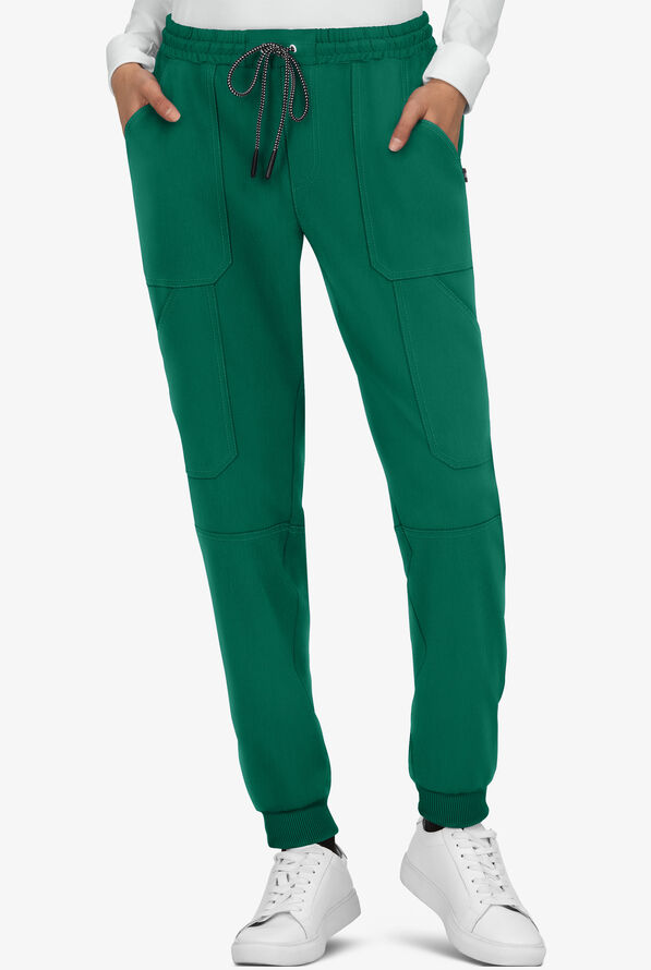 koi Next Gen Good Vibe Women's 7-Pocket STRETCH Jogger Scrub Pants - Petite - Hunter - 1