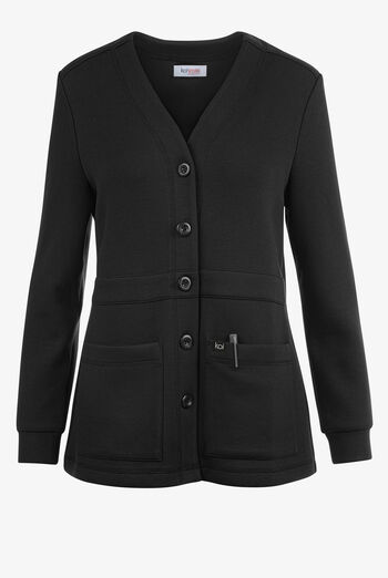koi Essentials Clarrisa Women's 2-Pocket STRETCH Button Front V-Neck Scrub Cardigan