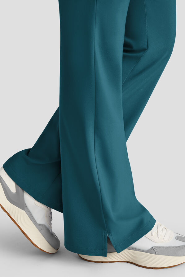 Easy STRETCH Sydney Women's Flare Leg Scrub Pants &ndash; 2-Piece Jumpsuit Bottom - Caribbean Blue - 4