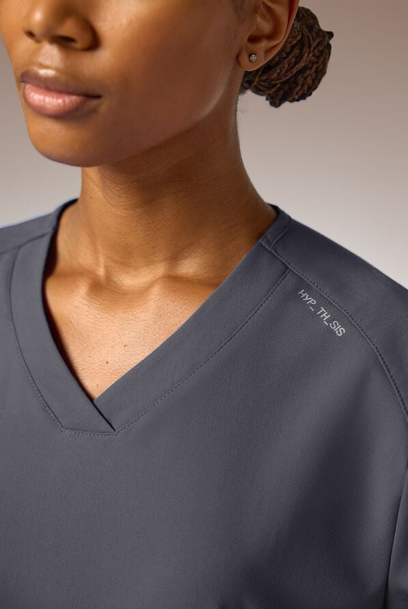 Blusa m&eacute;dica Hypothesis STRETCH estilo t&uacute;nica con 2 bolsillos para mujer - Pewter - 3