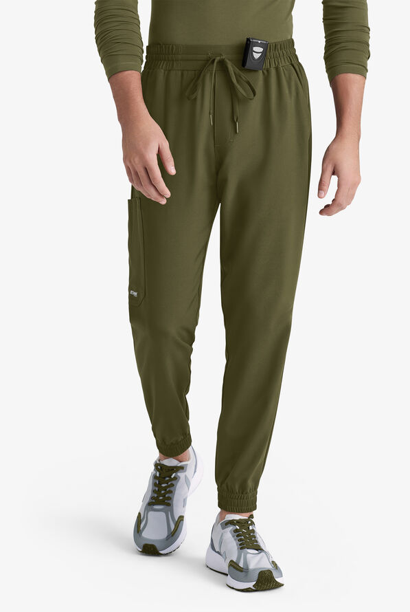Grey's Anatomy by Barco Evolve STRETCH Voyager Men's 5-Pocket Cargo Jogger Scrub Pants - Fern - 1