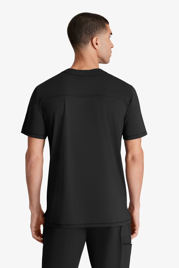 Skechers by Barco Slip-ins Flex Men's 1-Pocket STRETCH Tuck In Zipper Round Neck Scrub Top - Black - 4