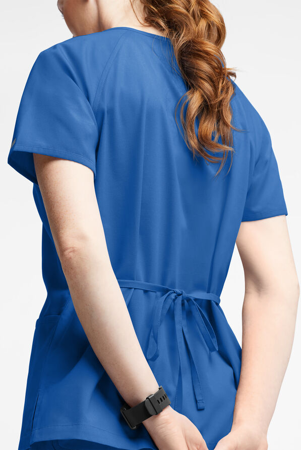 Butter-Soft Originals Women's 3-Pocket Mock Wrap Scrub Top - Royal - 3