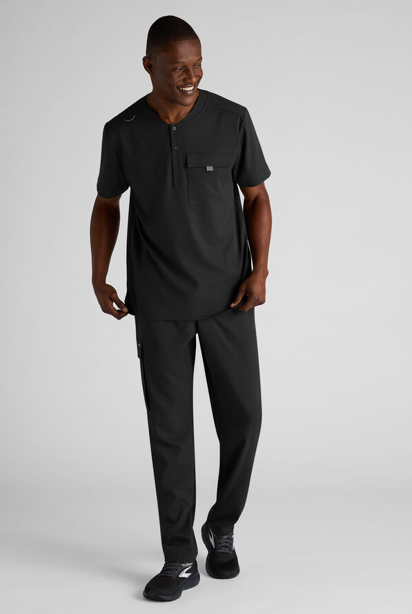 Camisa m&eacute;dica Grey's Anatomy&trade; by Barco Emerge Rhodes STRETCH estilo Henley con cuello redondo y 1 bolsillo para hombre - Black - 5