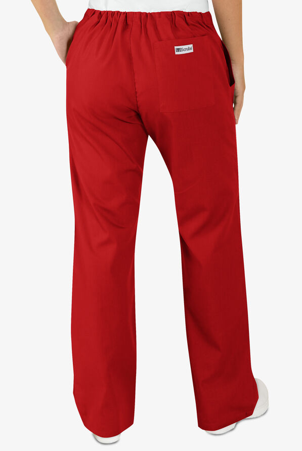 UA Best Buy Scrubs Women's 3-Pocket Moderate Flare Leg Drawstring Pants - Tall - Red - 2
