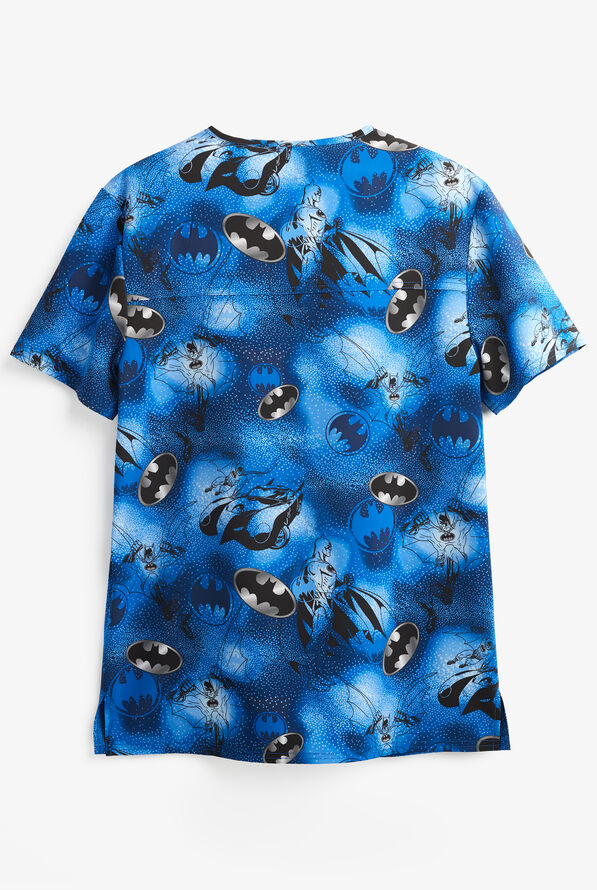 Tooniforms Batman Star In The Night Unisex 1-Pocket STRETCH V-Neck Print Scrub Top - null - 2