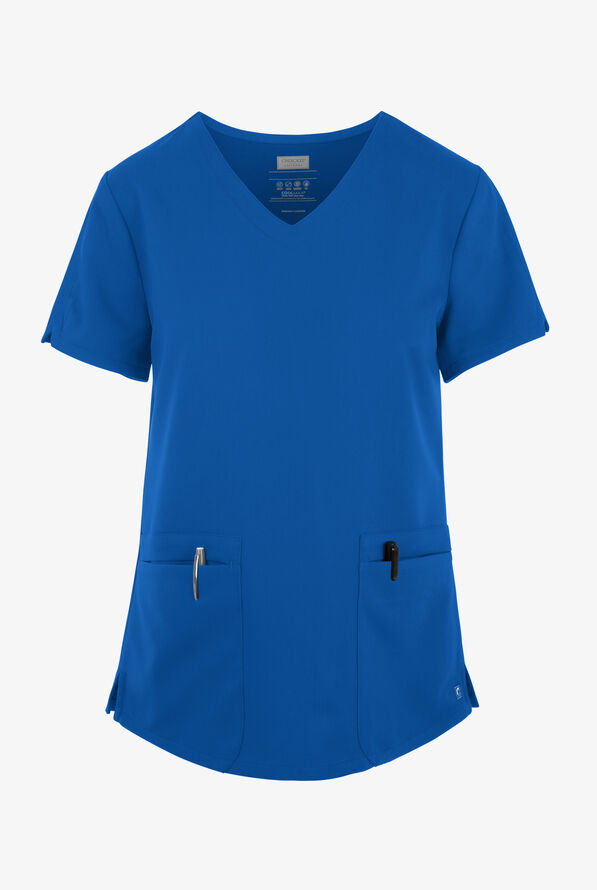 Cherokee Atmos Women's 2-Pocket STRETCH Coolmax V-Neck Scrub Top - Royal - 1