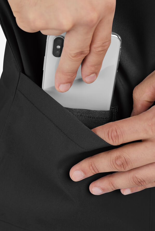 Advantage STRETCH Men's 6-Pocket V-Neck Scrub Top - Black - 4