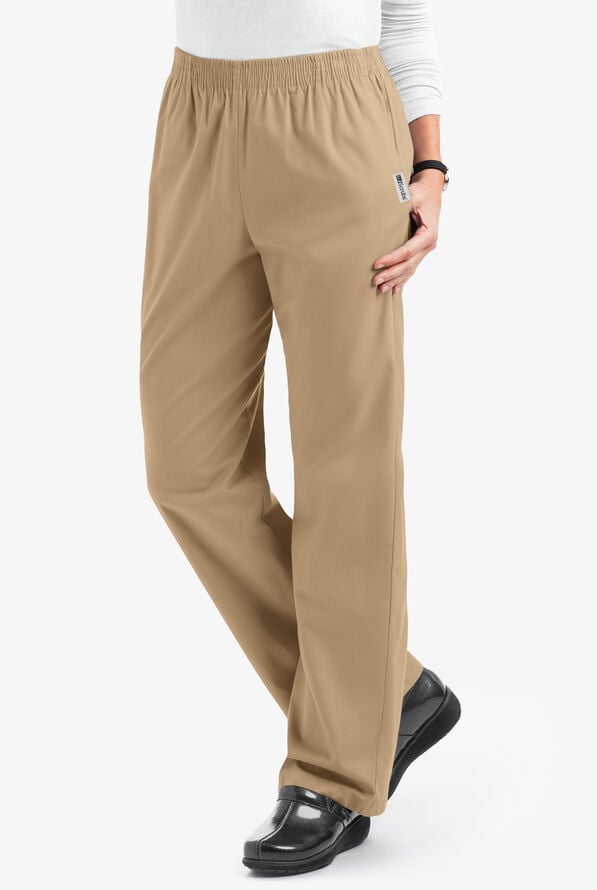 Pantal&oacute;n m&eacute;dico UA Best Buy tall con cintura el&aacute;stica y 2 bolsillos para mujer - Khaki - 1