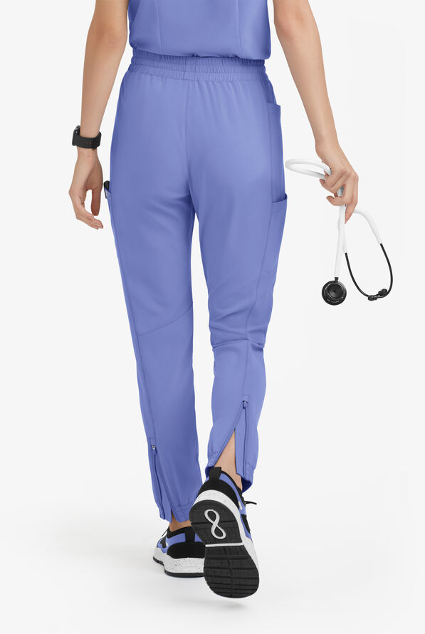 Pantal&oacute;n m&eacute;dico Easy STRETCH Kourtney estilo jogger con piernas delgadas modernas y 5 bolsillos para mujer - Ceil Blue - 4