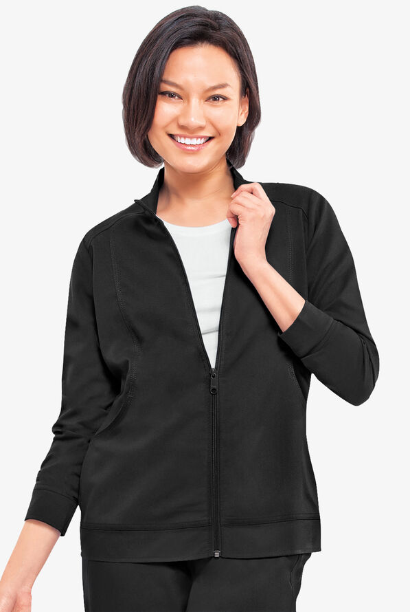 Healing Hands Purple Label Dakota Women's 2-Pocket STRETCH Scrub Jacket - Black - 2
