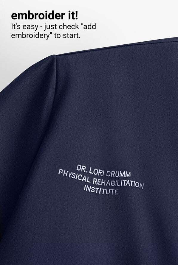 Blusa m&eacute;dica Infinity Pursuit STRETCH con cuello en V de punto acanalado y 1 bolsillo para mujer - Navy - 7