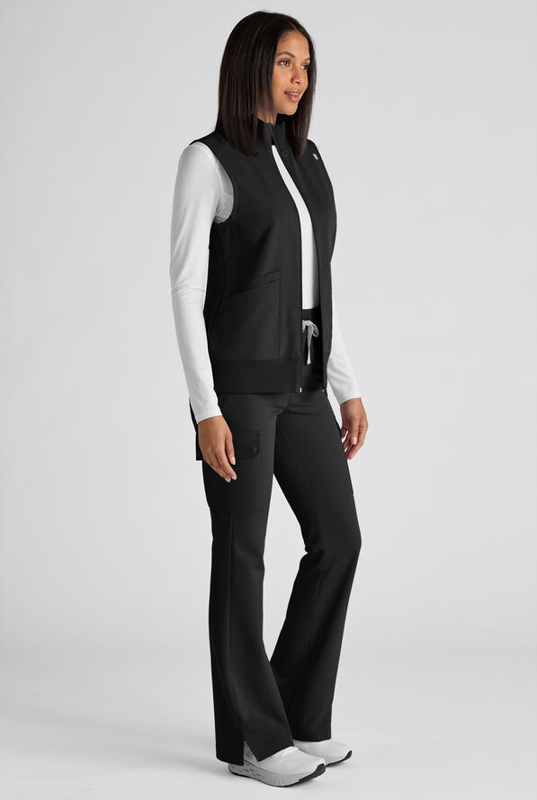 ReSurge Avon Women's 7-Pocket Flare Leg Cargo Scrub Pant - Petite - Black - 8