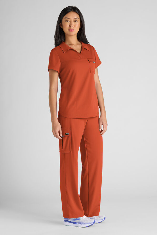 Grey's Anatomy by Barco Emerge Teagan Women's 6-Pocket STRETCH High-Rise Wide Leg Scrub Pants - Warm Sienna - 4