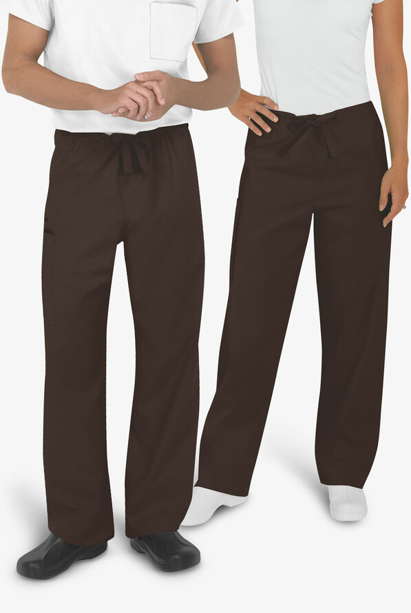 UA Best Buy Scrubs Unisex 3-Pocket Drawstring Pant - Short - Espresso - 2