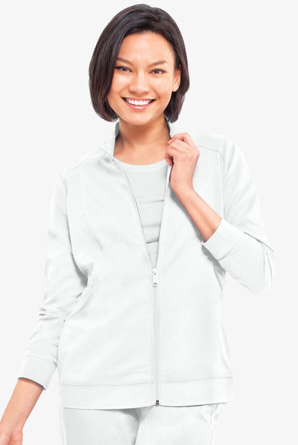 Healing Hands Purple Label Dakota Women's 2-Pocket STRETCH Scrub Jacket - White - 2