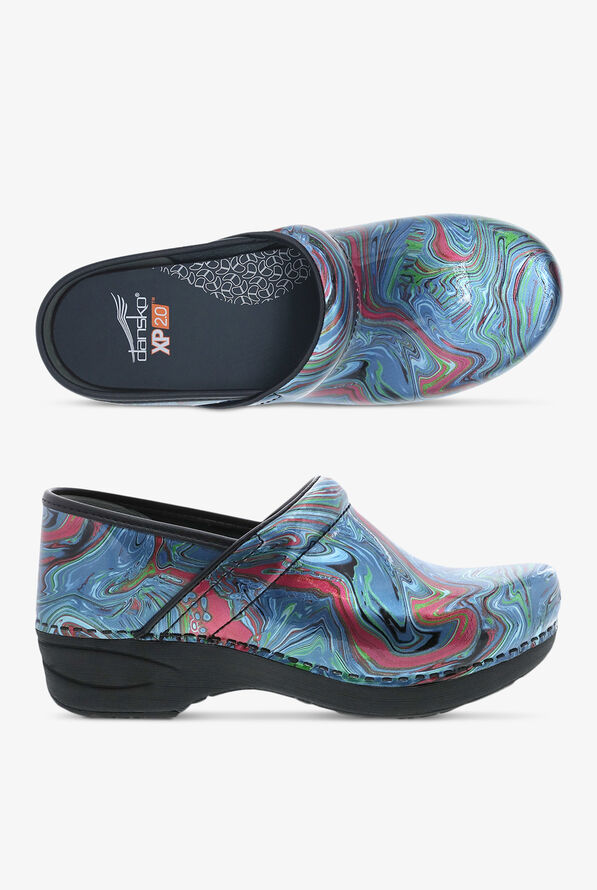 Dansko Women's XP 2.0 Marble Swirl Patent Leather Nursing Clogs - Blue - 1