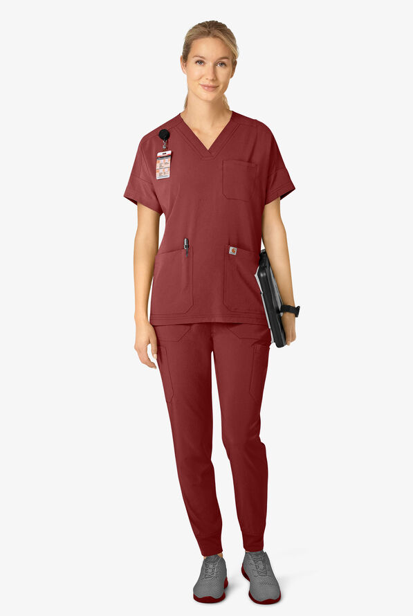 Carhartt Cross-Flex Force Women's 8-Pocket STRETCH Knit Cuff Cargo Jogger Scrub Pants - Amber Terrain - 4