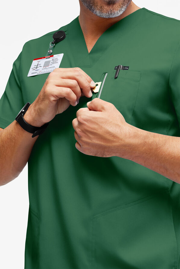 Advantage STRETCH Men's 5-Pocket V-Neck Air-Mesh Panel Scrub Top - Hunter - 3