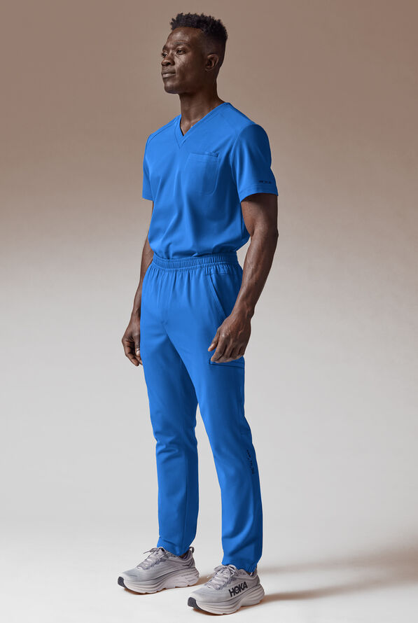 Camisa médica Hypothesis System con cuello en V y 3 bolsillos para hombre - Royal - 2
