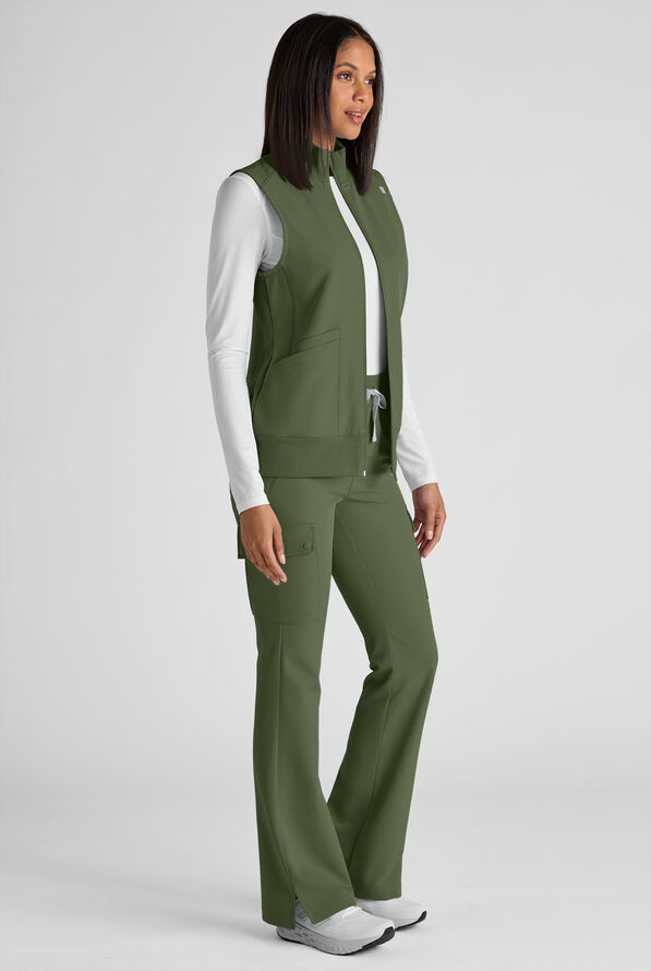 ReSurge Avon Women's 7-Pocket Flare Leg Cargo Scrub Pant - Petite - Light Olive - 8