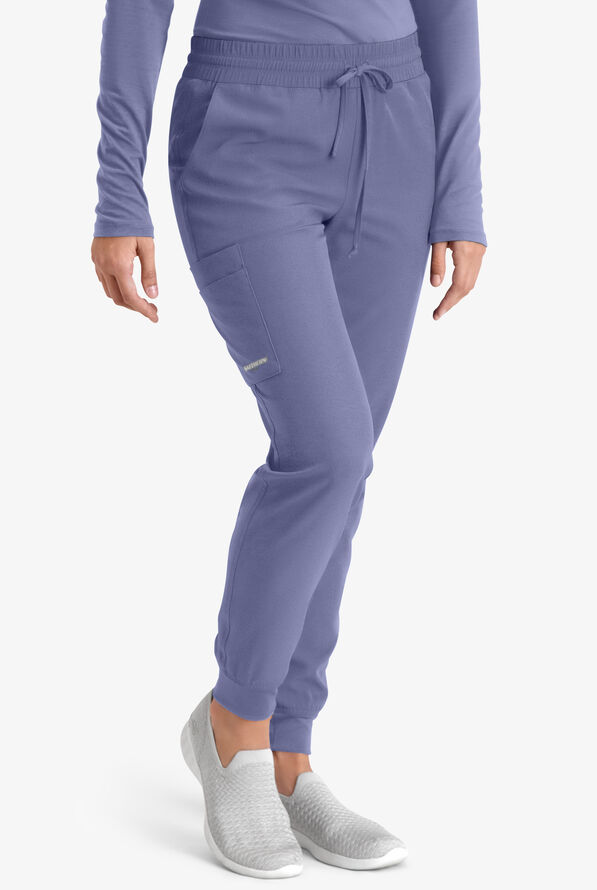 Skechers by Barco Theory Women's 4-Pocket STRETCH Cargo Jogger Scrub Pants - Ceil Blue - 1