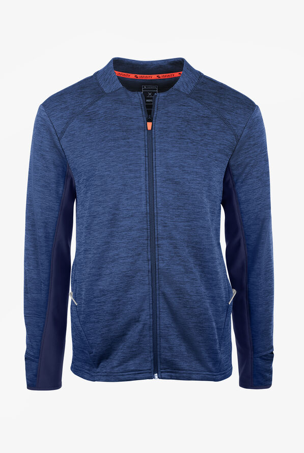 Infinity GNR8 Men's 4-Pocket STRETCH Mock Neck Warm-Up Scrub Jacket - Navy - 1