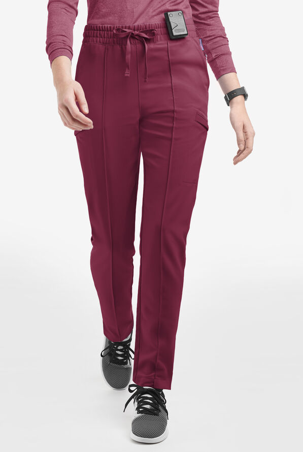Movement by Butter-Soft Capricorn Women’s 7-Pocket Skinny Pintuck Scrub Pants - Wine - 1