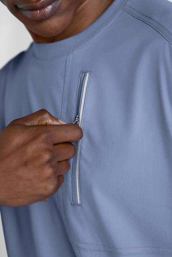Advantage STRETCH Men's 3-Pocket Crew Neck Scrub Top - Ceil Blue - 2