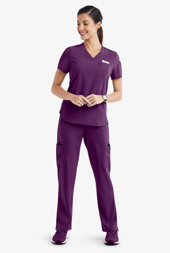 Conjunto de uniforme m&eacute;dico Tafford Active Stretch con 7 bolsillos para mujer - Eggplant - 2