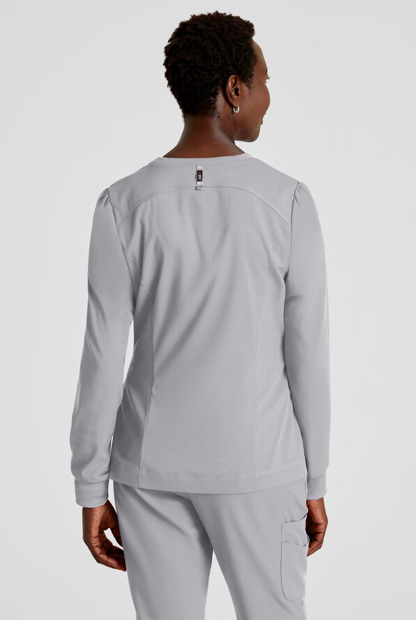 Grey's Anatomy by Barco Spandex STRETCH Millie Women's 3-Pocket Zip Front Warm Up Scrub Jacket - Moonstruck - 4