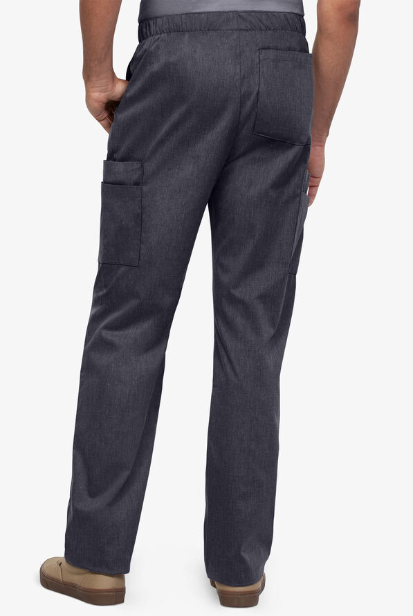 Butter-Soft STRETCH Men's 9-Pocket Zip Front Cargo Straight Leg Scrub Pants - Heather Charcoal - 3