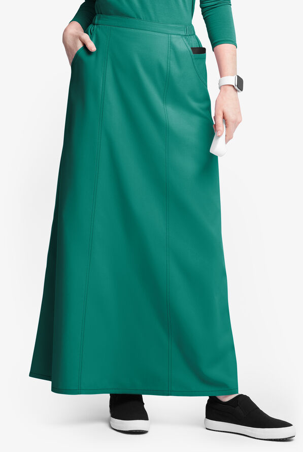 Falda médica estilo acampanada Butter-Soft Originals al tobillo con 4 bolsillos para mujer - Hunter - 1