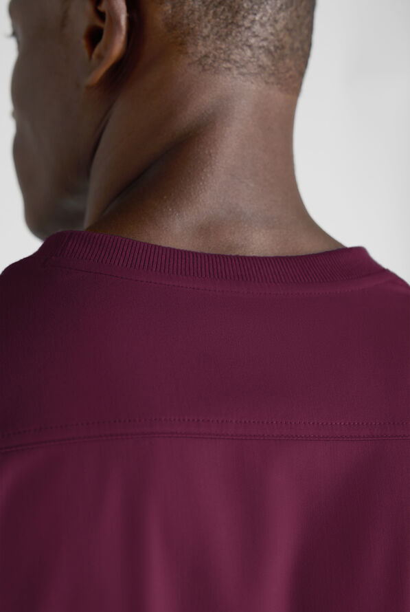 Advantage STRETCH Men's 3-Pocket Crew Neck Scrub Top - Wine - 5