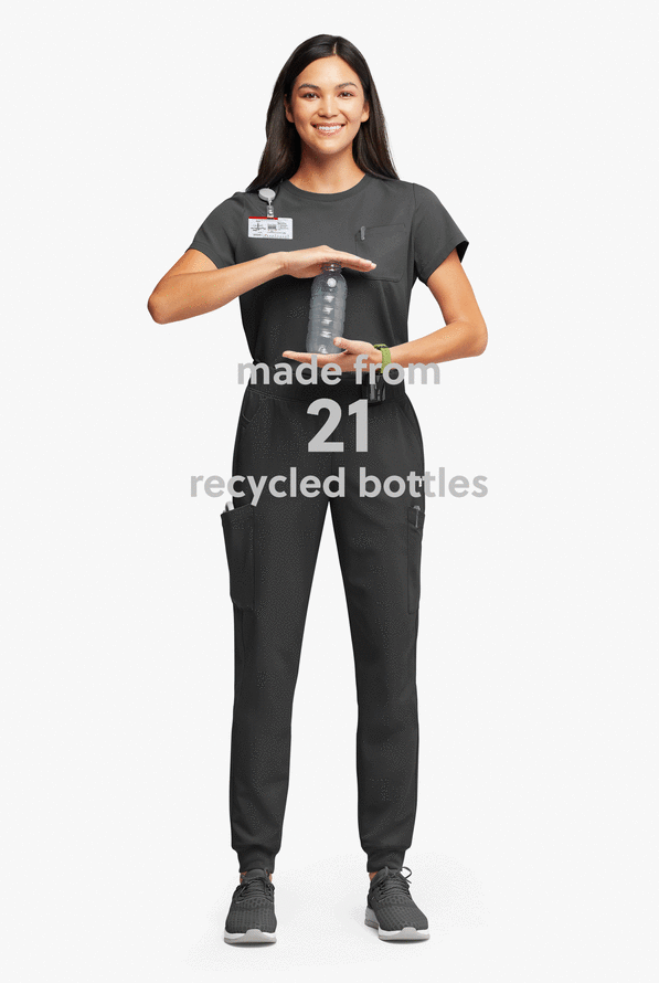 Pantalón médico ReSurge Amber estilo jogger con piernas pitillo y 7 bolsillos para mujer - Black - 5