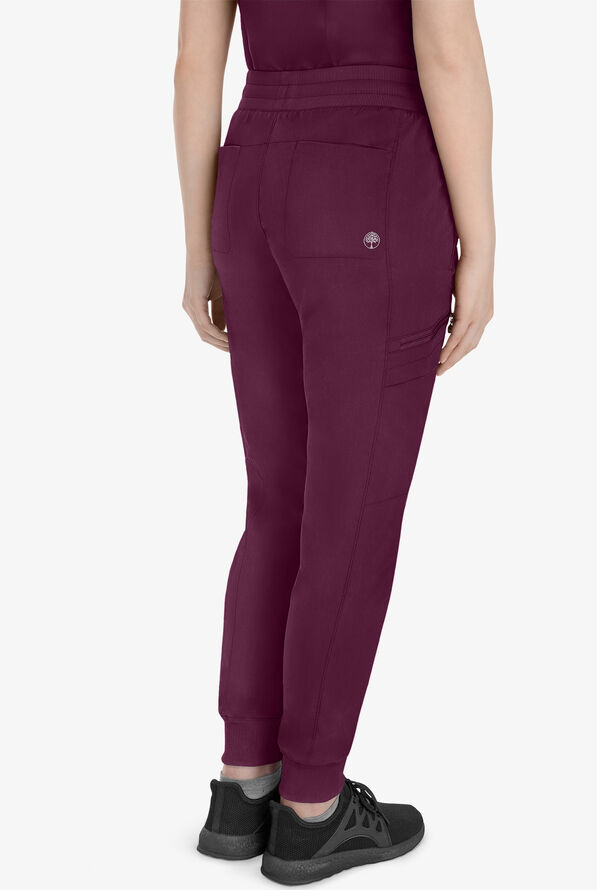 Healing Hands Purple Label Toby Women's 7-Pocket STRETCH Jogger Drawstring Scrub Pant - Wine - 4