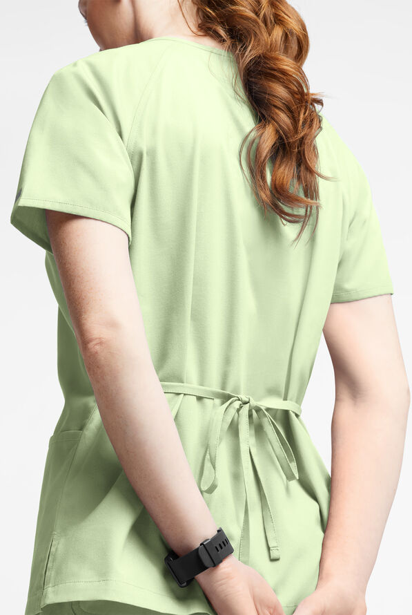 Butter-Soft Originals Women's 3-Pocket Mock Wrap Scrub Top - Spring Mint - 3