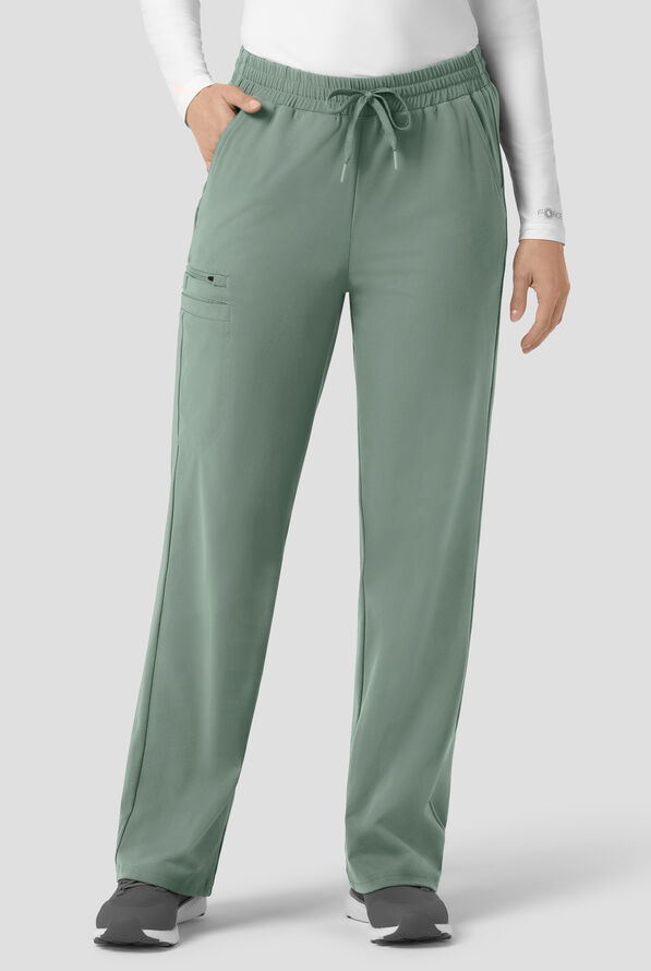 Carhartt Force&reg; Cross-Flex Knits Women's 6-Pocket STRETCH Boot Cut Scrub Pants - Green Slate - 1