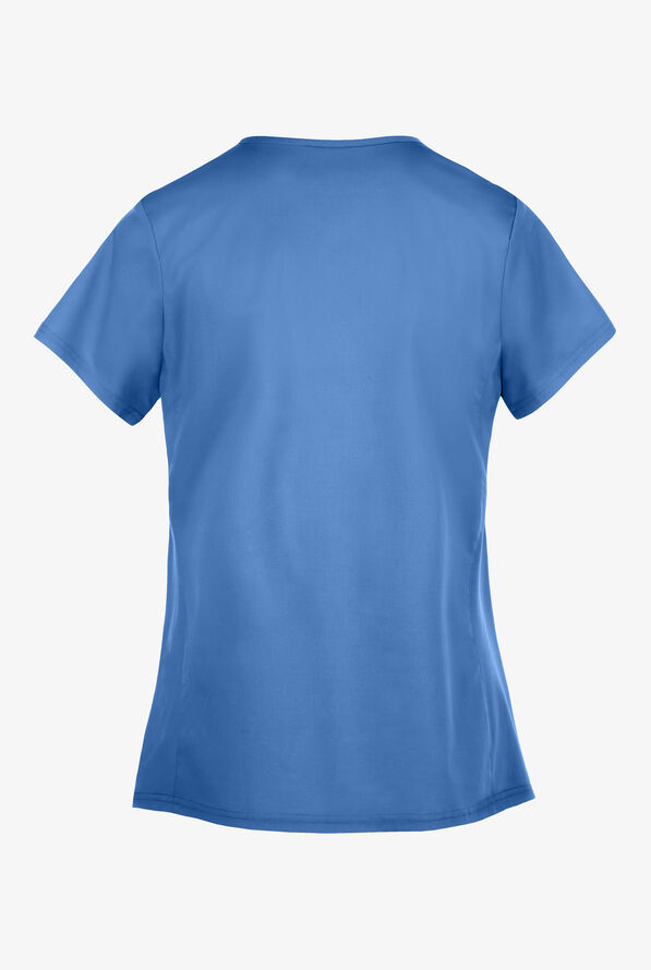 Butter-Soft STRETCH Women's 3-Pocket Knit Panel Maternity Scrub Top - Ceil Blue - 3