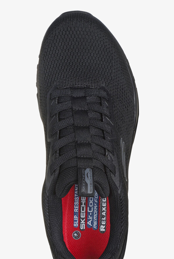 Skechers Work Men's SKECH-AIR VENTURA SR Black Bungee Athletic Slip On Shoes - Black - 2