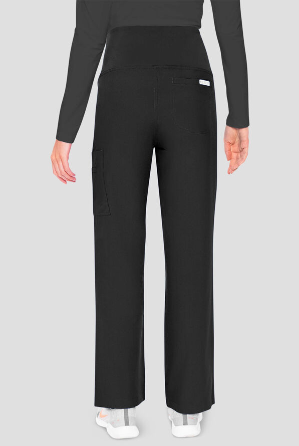 Med Couture Touch Maternity Women's 1-Pocket STRETCH High Waist Straight Leg Scrub Pant - Black - 4