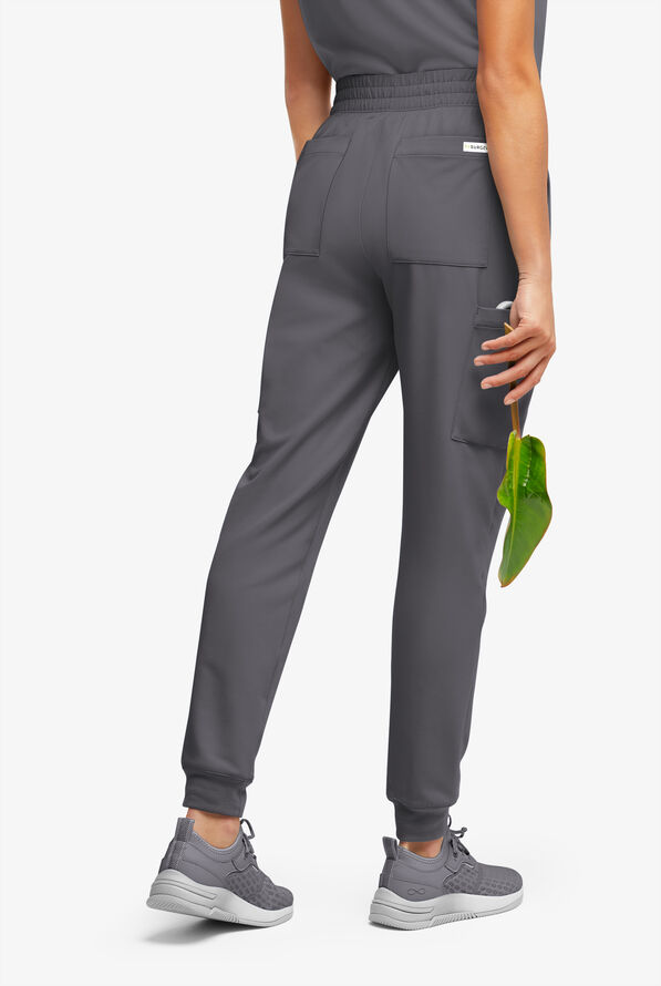 Pantalón médico ReSurge Amber estilo jogger con piernas pitillo y 7 bolsillos para mujer - Pewter - 4