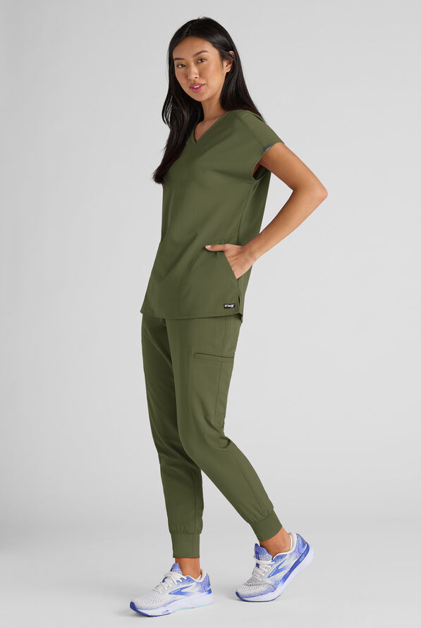 Pantalón médico Grey's Anatomy by Barco Emerge Rylee STRETCH de tiro medio estilo jogger con 6 bolsillos para mujer - Olive - 7