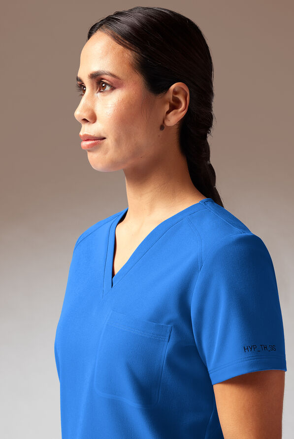 Hypothesis Meta-Base Women’s Single Pocket V-Neck Tuck In/Wear Out Scrub Top - Royal - 6
